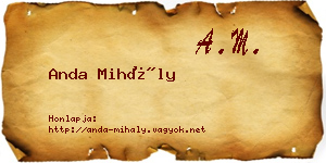 Anda Mihály névjegykártya