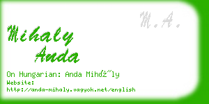 mihaly anda business card